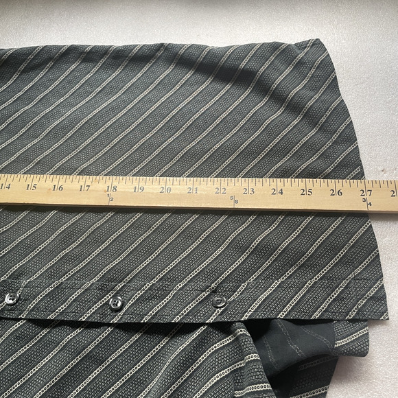 Perry Ellis Shirt Mens Medium Black Brown Diagonal Stripe 100% Silk Short Sleeve - Picture 6 of 8